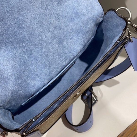 Coach Georgie Saddle Bag In Signature Canvas Light Khaki / Marble Blue - Picture 7 of 16